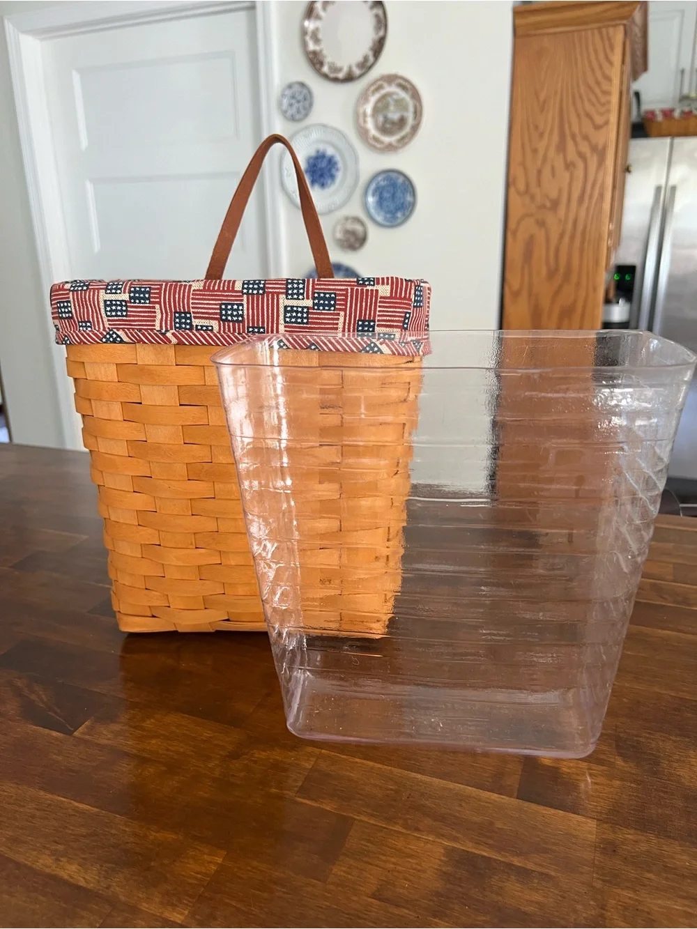 Longaberger Tall Key Basket, Old Glory Fabric Liner, 2001
